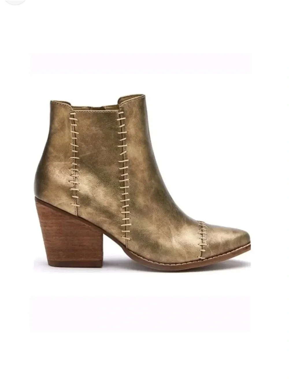 Coconuts by Matisse - Rockandroll Metallic Gold Whipstitch Ankle Booties - 10